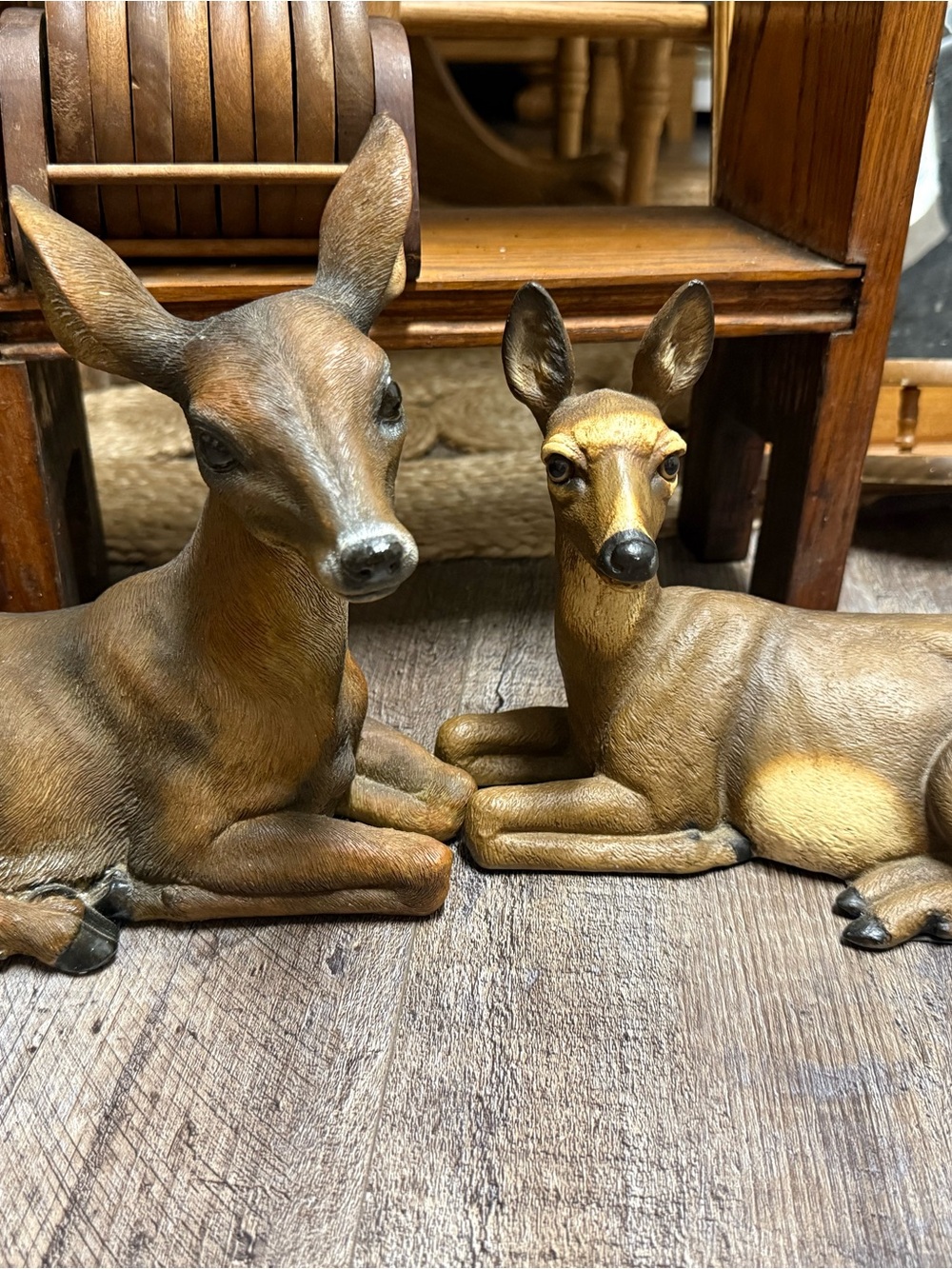 Brown Ceramic Deer Figurine Pair - Home Accent Decor
